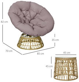 Outsunny Set de bistro pentru balcon, set de terasă, set rezistent la intemperii, perne detașabile, 85 cm x 70 cm x 82 cm, Natural + Maro deschis | Aosom Romania