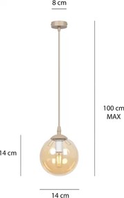 Lustră pe cablu COSMO 1xE14/10W/230V Ø 14 cm bej/bej fumuriu