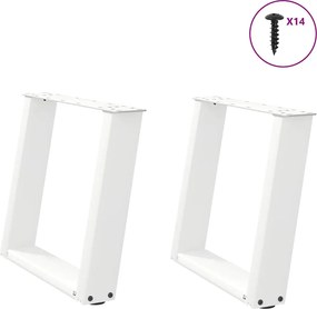 vidaXL Picioare pentru măsuță de cafea în formă de U, 2 buc., alb, 50x(42-43) cm, oțel