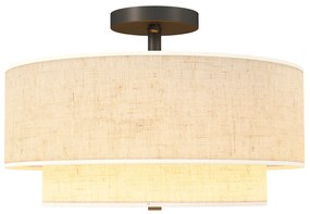 HOMCOM Plafonieră, Pendul decorativ cu două abajuri din pânză, Crem | Aosom Romania