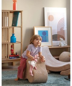 Puf de copii maro deschis cu tapițerie din catifea reiată Cloud – Wigiwama