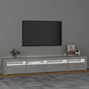 Comoda TV cu lumini LED, gri beton, 240x35x40 cm 1, Gri beton, 240 x 35 x 40 cm