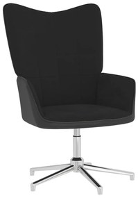 327859 vidaXL Scaun de relaxare, negru, catifea și PVC