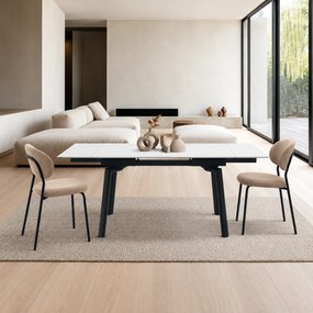 Masă ceramică Sonic White, 140 cm/80 cm și 2 extensii 30 cm