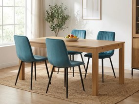 Scaun de catifea petrol LAVA PETROL BLUE cu picioare negre