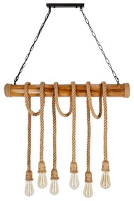 Lustră VINT pe lanț, 6xE27/40W/230V, din bambus