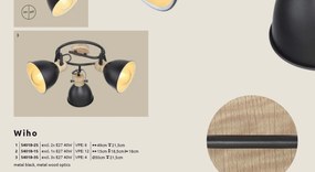 Plafoniera metal stil industrial WIHO 2 negru/maro