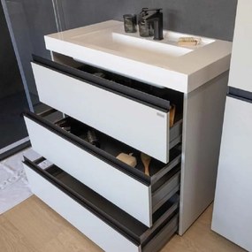 Set mobilier baie (masca suspendata cu 2 sertare si lavoar) Kolpa San Harmony 120x48xH61, stejar inchis