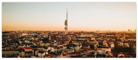 Tablou apusului de soare deasupra orașului Zizkov (120x50 cm)
