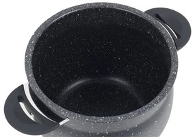Oala pentru gatit la aburi Royalty Line RL-CP6LM, 20 cm, 6 litri, 3 piese, Finisaj marmura, Inductie, Negru