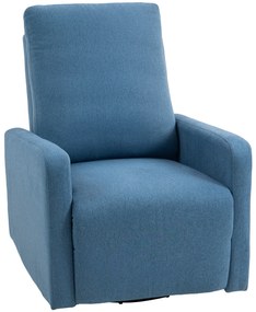 HOMCOM Fotoliu Relaxant Reclinabil Manual la 135°, Rotativ la 360° cu Funcție de Balans, Albastru | Aosom Romania