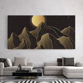 Tablou Canvas, 40x80cm, Dormitor si Living, Peisaje, Munti, Gold Shiny Moon