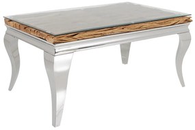 Masuta de cafea, Lemn de Tec, Sticla, Otel Crom, MODERN BAROCK BARRACUDA 100cm