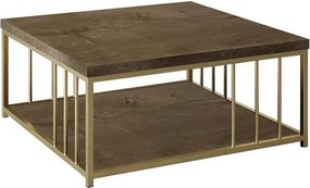 Masuta cafea Zenn, nuc/auriu, PAL melaminat/metal, 90x90x40 cm