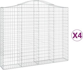 vidaXL Coșuri gabion arcuite 4 buc, 200x30x160/180 cm, fier galvanizat