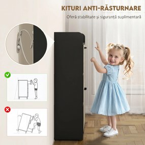 HOMCOM Dulap pentru pantofi slim cu 2 sertare și 3 compartimente deschise, Capacitate 15 perechi, 83x24x90.5 cm, Negru | Aosom Romania