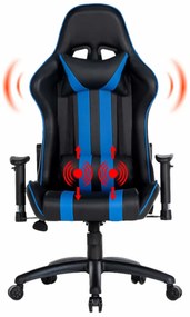 Scaun gaming, masaj în perna lombară, funcție șezlong, 180 grade, SIG 003, Negru/Albastru
