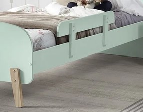 Set KIDDY în verde mentă format dintr-un Pat copii (90x200) cu noptieră, bară de siguranță și cutie de jucării.