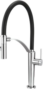 Baterie pentru chiuveta bucatarie, crom, cap mixer, pipa flexibila, 2 tipuri de jet, Deante Corda Crom