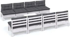 vidaXL Set mobilier de grădină cu perne, 9 piese, lemn masiv de pin