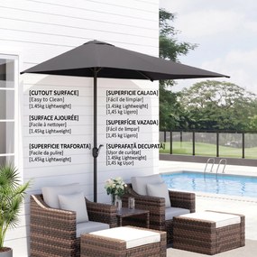 Outsunny Copertină de Perete Semicirculară Gri, cu Manivelă, Design Spațiu-Eficient pentru Terasă și Grădină, Φ270x245cm | Aosom Romania