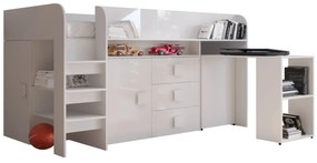 Pat multifuncțional 90 cm Toreno 1 (Alb + alb lucios + mânere alb lucios). 1083307