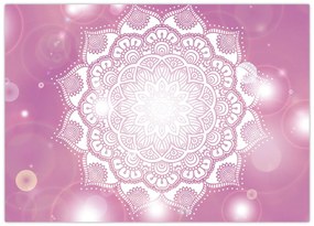Tablou pe sticlă - Mandala pe fundal roz (70x50 cm)