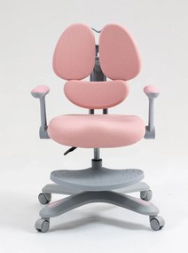 RIKKY Scaun ergonomic pentru copii, spatar si suport lombar reglabile, huse detasabile, suport picioare reglabil, rotativ, Roz