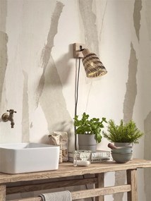 Aplica de perete eco din bambus Java nat/15x17, bl./nat