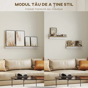 HOMCOM Set 2 Rafturi de Perete pentru Casă și Birou, Rafturi din Lemn pentru Bucătărie și Living, 80x16.5x20 cm, Alb și Lemn Natural | Aosom Romania