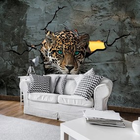 Fototapet - Jaguar după zid (254x184 cm)