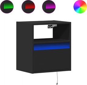 vidaXL Noptieră montată pe perete cu lumini LED, negru
