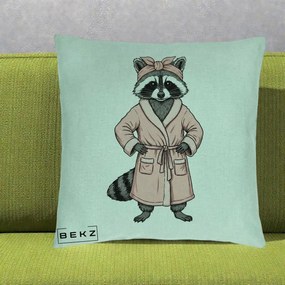 Perna Decorativa Albinuta Kawaii Vesela, 40x40 cm, Verde Menta, Husa Detasabila, Perna Inclusa, BEKZ®