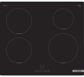 Plita vitroceramica incorporabila Bosch PUE611BB5E, 4600W, 4 zone, 17 trepte, TouchSelect, ReStart, Inductie, Negru