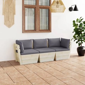 Canapea gradina din paleti cu perne, 3 locuri, lemn de molid