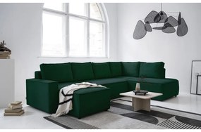 Colțar verde închis extensibil cu tapițerie din catifea reiată (cu colț pe partea dreaptă/în formă de "U") Brave Dave – Miuform