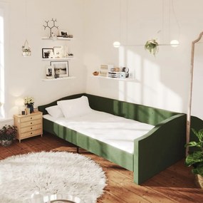 337230 vidaXL Pat de zi cu USB, verde închis, 90x200 cm, textil