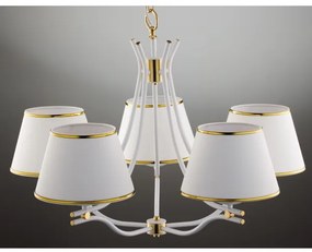 Jupiter 2084 - Candelabru pe lanț SAMBA, 5xE27/15W/230V, alb/auriu