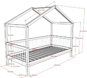 Pat pentru copii alb de tip casă/cu extensie suplimentară din lemn de fag 90x200 cm Forrest – Vipack