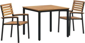 vidaXL Set de masă pentru grădină 3 pcs Negru Lemn Solid de Acacia