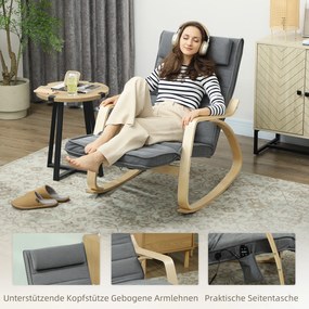 HOMCOM Fotoliu de leagăn cu funcție de masaj, căldură lombară, 3 trepte, acoperire din material textil, Gri | Aosom Romania