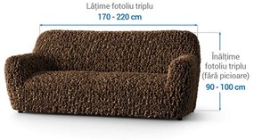 Huse bielastice VELVET maro fotoliu triplu (l. 170 - 220 cm)