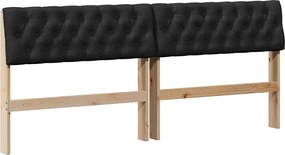 vidaXL Tăblie tapițată Negru 180 cm Lemn de pin masiv