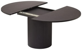 Masă de dining rotundă neagră extensibilă cu aspect de lemn de stejar ø 115 cm Malaga – Bonami Selection