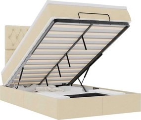 vidaXL Cadru de pat otoman cu saltea crem 120x200cm stofa