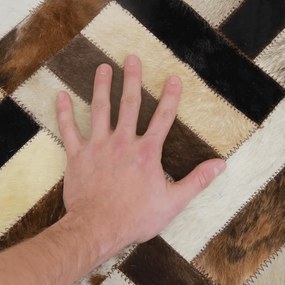 Covor de lux din piele, maro/negru/bej, patchwork, 170x240 , KOŽA TYP 2