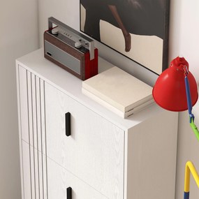 HOMCOM Dulap pentru încălțăminte dulap pantofi cu 3 uși rabatabile 18 perechi capacitate mare din lemn 63 x 24 x 117 cm alb | Aosom Romania