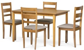 Set de masă din lemn masiv cu 4 scaune, 120 x 75 x75 cm, maro