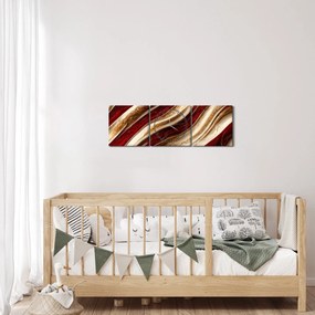 Tablou - Aur - textură albă (cu ceas) (90x30 cm)