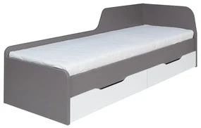 Pat de o persoană 80cm Irlam Z22 (gri + alb lucios) (cu somieră) (cu sp. depozitare). 1123850